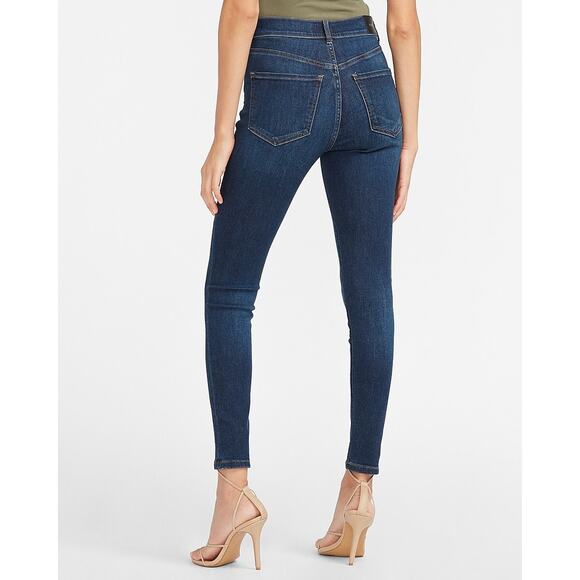Express High Rise Dark Wash Supersoft Skinny Jeans Color: Dark Wash 16 Short - Picture 2 of 11